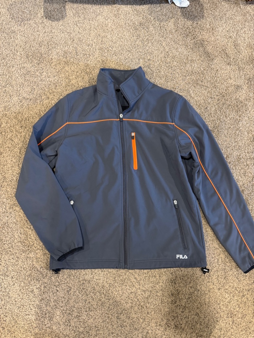 FILA Men's Slate Gray Performance Jacket with Orange Piping